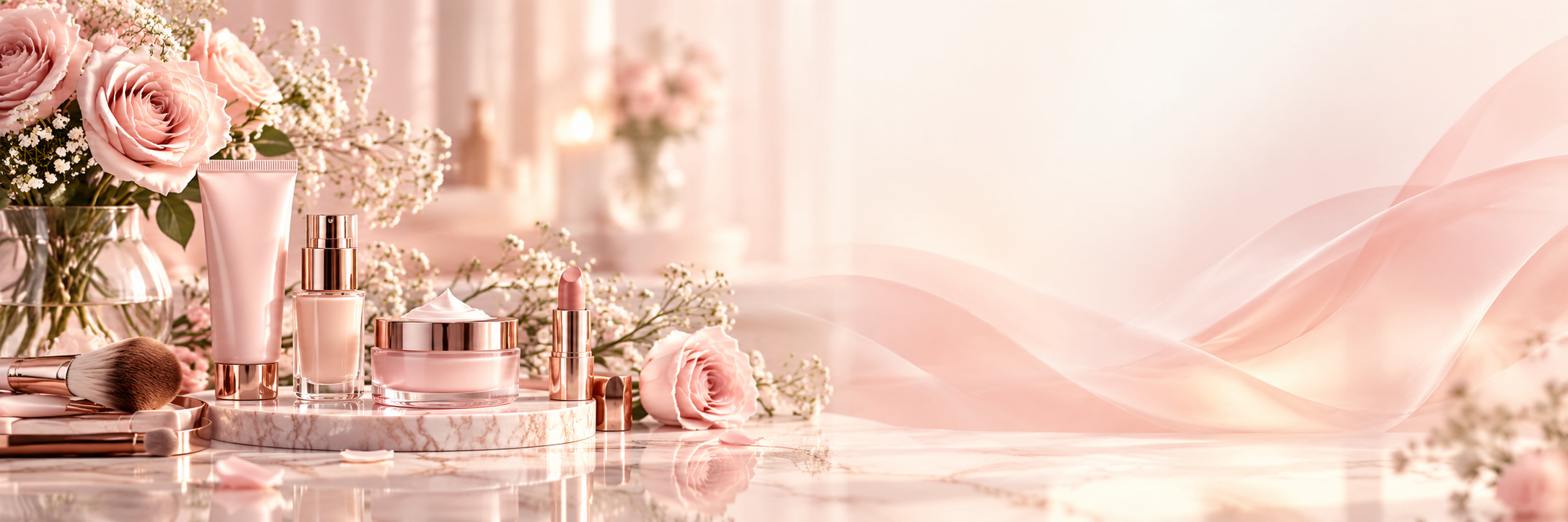 Elegant blush beauty still life