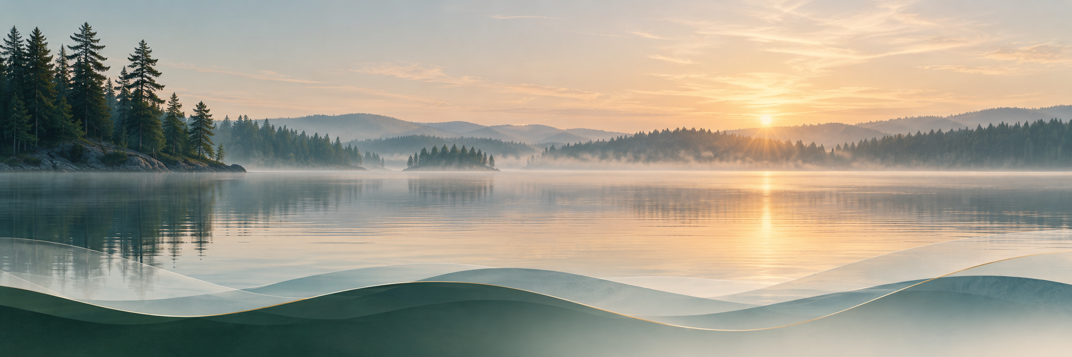 Misty lake sunrise section divider